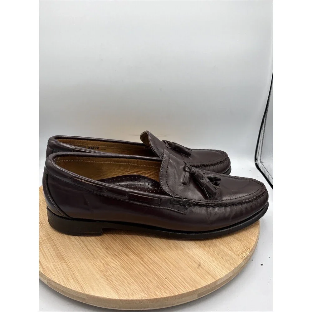 Sebago Hand Sewn Tassel Loafers Burgundy Leather Men's 11C Classic